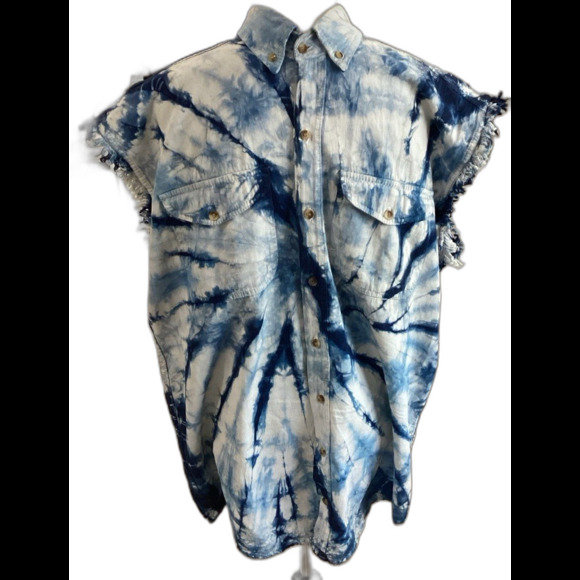 USA Bike Design Shirt XL American Pride Timeless Motorcycle Cutoff Button Down - Picture 1 of 6